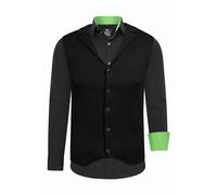 Langarmhemd RUSTY NEAL, Herren, Gr. XXL, EURO-Größen, schwarz (schwarz, grün), 60% Baumwolle, 37% Polyester, 3% Elasthan, mehrfarbig, Hemden, inklusive Langarmhemd und Weste (28033610-XXL) schwarz, gr