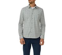 Langarmhemd S.OLIVER, Herren, Gr. XL, N-Gr, grau grün aop, Web, Obermaterial: 97% Baumwolle, 3% Elasthan, bedruckt, slim fit taillenbedeckt, Manschette, Hemden, mit Kontrast-Details (44665133-XL) grau