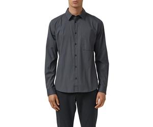 Langarmhemd S.OLIVER, Herren, Gr. 3XL, N-Gr, dunkelgrau, Web, Obermaterial: 97% Baumwolle, 3% Elasthan, unifarben, slim fit normal, Manschette, Hemden, mit Brusttasche (83586545-XXXL) dunkelgrau