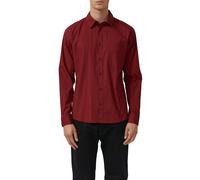 Langarmhemd S.OLIVER, Herren, Gr. 3XL, N-Gr, dunkelrot, Web, Obermaterial: 97% Baumwolle, 3% Elasthan, unifarben, slim fit normal, Manschette, Hemden, mit Brusttasche (72079316-XXXL) dunkelrot