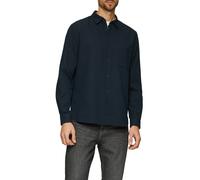 Langarmhemd S.OLIVER, Herren, Gr. L, N-Gr, blau (navy), Web, Obermaterial: 100% Baumwolle, unifarben, regular fit taillenbedeckt, Manschette, Hemden, mit Brusttasche (46323259-L) navy