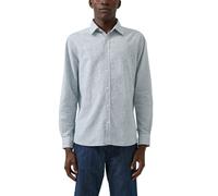 Langarmhemd S.OLIVER, Herren, Gr. M, N-Gr, blau, Web, Obermaterial: 55% Leinen, 45% Baumwolle, unifarben, regular fit normal, ohne Ausschnitt, Manschette, Hemden, mit Manschetten (88783627-M) blau