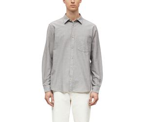 Langarmhemd S.OLIVER, Herren, Gr. M, N-Gr, grau (braun), Web, Obermaterial: 100% Baumwolle, unifarben, normal hüftbedeckend, Rundhals, Hemden, mit Brusttasche und Knopfleiste (30742817-M) braun
