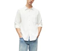 Langarmhemd S.OLIVER, Herren, Gr. M, N-Gr, weiß, Web, Obermaterial: 100% Baumwolle, unifarben, normal hüftbedeckend, Rundhals, Hemden, mit Brusttasche und Knopfleiste (26025515-M) weiß
