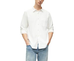 Langarmhemd S.OLIVER, Herren, Gr. M, N-Gr, weiß, Web, Obermaterial: 100% Baumwolle, unifarben, normal hüftbedeckend, Rundhals, Hemden, mit Brusttasche und Knopfleiste (26025515-M) weiß
