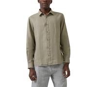 Langarmhemd S.OLIVER, Herren, Gr. XL, N-Gr, beige (khaki), Web, Obermaterial: 100% Leinen, unifarben, regular fit normal, ohne Ausschnitt, Manschette, Hemden, mit Manschetten (84572145-XL) khaki