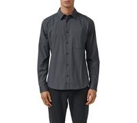 Langarmhemd S.OLIVER, Herren, Gr. XL, N-Gr, dunkelgrau, Web, Obermaterial: 97% Baumwolle, 3% Elasthan, unifarben, slim fit normal, Manschette, Hemden, mit Brusttasche (83586545-XL) dunkelgrau