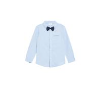 Langarmhemd S.OLIVER JUNIOR, Jungen, Gr. 92/98, N-Gr, blau (light blau), Web, Obermaterial: 100% Baumwolle, unifarben, normal hüftbedeckend, Rundhals, Hemden, mit Fliege und Knopfleiste / für Boys (84