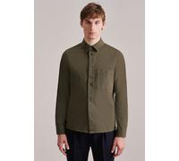 Langarmhemd SEIDENSTICKER "Regular", Damen, Gr. 3XL (48(, normale Ärmellängen, grün (dunkelgrün), 100% Baumwolle, unifarben, regular fit, 2-Knopf-Manschette, Hemden Langarmhemd, Langarm Kragen Uni (45