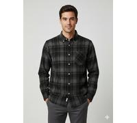 Langarmhemd SELECTED HOMME "SLHREGNOAH BRUSHED LS SHIRT D", Herren, Gr. M, N-Gr, schwarz (schwarz checks:checks), Web, Obermaterial: 100% Baumwolle, kariert, regular fit, Hemden (46222759-M) schwarz c