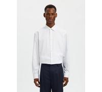 Langarmhemd SELECTED "SLHREG-PERFORMANCE SHIRT LS NOOS", Herren, Gr. L, N-Gr, hellweiß, Web, Obermaterial: 60% Baumwolle, 35% Polyester, 5% Elasthan, unifarben, regular fit, 2-Knopf-Manschette, Hemden