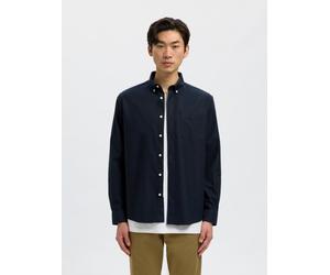 Langarmhemd SELECTED "SLHREGRICK-OX SHIRT LS NOOS", Herren, Gr. L, N-Gr, blau (sky captain), Web, Obermaterial: 100% Baumwolle, unifarben, regular fit normal, ohne Ausschnitt, 1-Knopf-Manschette, Hemd
