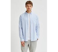 Langarmhemd SELECTED "SLHREGRICK-OX SHIRT LS NOOS", Herren, Gr. L, N-Gr, blau (sky), Web, Obermaterial: 97% Baumwolle, 3% Elasthan, unifarben, regular fit normal, ohne Ausschnitt, 1-Knopf-Manschette,