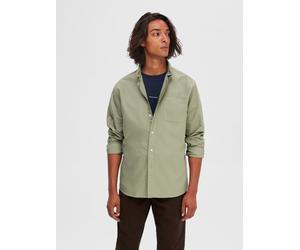 Langarmhemd SELECTED "SLHREGRICK-OX SHIRT LS NOOS", Herren, Gr. M, N-Gr, vetiver, Web, Obermaterial: 100% Baumwolle, gestreift, regular fit normal, ohne Ausschnitt, 1-Knopf-Manschette, Hemden, Baumwol