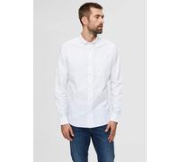 Langarmhemd SELECTED "SLHREGRICK-OX SHIRT LS NOOS", Herren, Gr. M, N-Gr, weiß, Web, Obermaterial: 97% Baumwolle, 3% Elasthan, unifarben, regular fit normal, ohne Ausschnitt, 1-Knopf-Manschette, Hemden