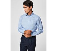 Langarmhemd SELECTED "SLHSLIMNEW-MARK SHIRT LS NOOS", Herren, Gr. XS, N-Gr, blau (skyway checks), Web, Obermaterial: 100% Baumwolle, unifarben, 1-Knopf-Manschette, Hemden Langarmhemd (82319141-XS)