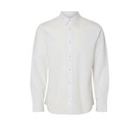 Langarmhemd SELECTED "SLHSLIMSUN LS SHIRT CLASSIC D", Herren, Gr. XL, N-Gr, hellweiß, Web, Obermaterial: 71% Baumwolle, 29% Leinen, unifarben, slim fit normal, 1-Knopf-Manschette, Hemden (68912848-XL)