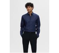 Langarmhemd SELECTED "SLHSLIMZARK LS SHIRT", Herren, Gr. M, N-Gr, blau (schwarz sapphire), Web, Obermaterial: 100% Baumwolle, unifarben, slim fit, Hemden Langarmhemd (29369101-M)