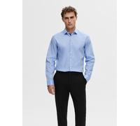 Langarmhemd SELECTED "SLHSLIMZARK LS SHIRT", Herren, Gr. XL, N-Gr, cashmere blau, Web, Obermaterial: 100% Baumwolle, unifarben, slim fit, Hemden (90110312-XL) cashmere blau