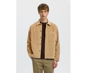 Langarmhemd SELECTED "SLMOTTO KRIS CORD OVERSHIRT NOOS", Herren, Gr. L, N-Gr, cornstalk, Web, Obermaterial: 98% Baumwolle, 2% Elasthan, unifarben, regular fit normal, ohne Ausschnitt, 1-Knopf-Manschet