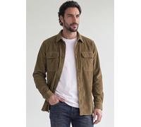Langarmhemd STREET ONE MEN, Herren, Gr. L (42), US-Größen, brass braun, Web, Hauptstoff: 98% Baumwolle, 2% Elasthan, unifarben, normal normal, V-Ausschnitt, abgesteppt, Hemden, Cord-Optik (91084528-L)