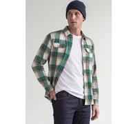 Langarmhemd STREET ONE MEN, Herren, Gr. L (42), US-Größen, grün (hellweiß), Web, 100% Baumwolle, kariert, normal normal, V-Ausschnitt, abgesteppt, Hemden, aus reiner Baumwolle (39443860-L) hellweiß