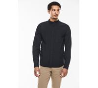 Langarmhemd STREET ONE MEN, Herren, Gr. M40, US-Größen, schwarz (faded schwarz), Web, 100% Baumwolle, unifarben, gerade hüftlang, hoch geschlossener Ausschnitt, Bündchen, Hemden, mit Stehkragen (31554