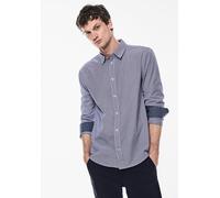 Langarmhemd STREET ONE MEN, Herren, Gr. S38, US-Größen, blau (schwarz maritime blau), Web, 100% Baumwolle, gestreift, gerade hüftlang, V-Ausschnitt, Bündchen, Hemden, aus reiner Baumwolle (32897331-S)