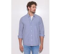 Langarmhemd STREET ONE MEN, Herren, Gr. XL (44), US-Größen, blau (hellweiß), Web, 100% Baumwolle, gemustert, normal normal, V-Ausschnitt, abgesteppt, Hemden, aus reiner Baumwolle (42756050-XL) hellwei