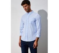 Langarmhemd STREET ONE MEN, Herren, Gr. XL (44), US-Größen, blau (soft blau), Web, 98% Baumwolle, 2% Elasthan, unifarben, slim fit normal, V-Ausschnitt, Bündchen, Hemden, mit Brusttasche (95113438-XL)