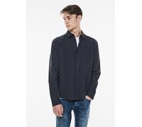 Langarmhemd STREET ONE MEN, Herren, Gr. XL44, US-Größen, blau (schwarz maritime blau), Web, 100% Baumwolle, unifarben, gerade hüftlang, ohne Ausschnitt, Bündchen, Hemden, aus reiner Baumwolle (8370813