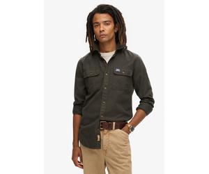 Langarmhemd SUPERDRY "FLANNEL WORKWEAR SHIRT", Herren, Gr. L, N-Gr, grün (chive grün), Web, Obermaterial: 100% Baumwolle, unifarben, regular fit, Hemden (69435906-L) chive grün