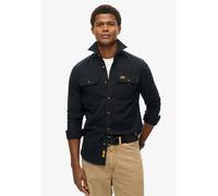 Langarmhemd SUPERDRY "FLANNEL WORKWEAR SHIRT", Herren, Gr. M, N-Gr, schwarz (jet schwarz), Web, Obermaterial: 100% Baumwolle, unifarben, regular fit, Hemden (46148637-M) jet schwarz