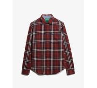 Langarmhemd SUPERDRY "L/S COTTON LUMBERJACK SHIRT", Herren, Gr. 3XL, N-Gr, rot (frontier check rot), Web, Obermaterial: 100% Baumwolle, kariert, regular fit, Hemden, Regular Fit, aus Baumwolle, mit Kn