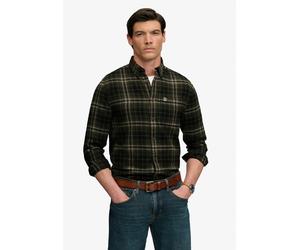 Langarmhemd SUPERDRY "L/S COTTON LUMBERJACK SHIRT", Herren, Gr. L, N-Gr, frontier check olive grün, Web, Obermaterial: 100% Baumwolle, kariert, regular fit normal, 1-Knopf-Manschette, Hemden, Baumwoll