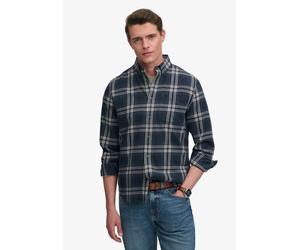 Langarmhemd SUPERDRY "L/S COTTON LUMBERJACK SHIRT", Herren, Gr. L, N-Gr, navy window check, Web, Obermaterial: 100% Baumwolle, kariert, regular fit normal, 1-Knopf-Manschette, Hemden, Baumwolle, regul