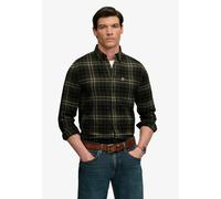 Langarmhemd SUPERDRY "L/S COTTON LUMBERJACK SHIRT", Herren, Gr. XL, N-Gr, frontier check olive grün, Web, Obermaterial: 100% Baumwolle, kariert, regular fit normal, 1-Knopf-Manschette, Hemden, Baumwol