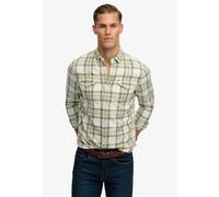Langarmhemd SUPERDRY "MERCHANT LITE CHECK SHIRT", Damen, Gr. XXL, N-Gr, cedar check sage, Web, Obermaterial: 100% Baumwolle, kariert, regular fit normal, Hemden Langarmhemd (86462116-XXL)