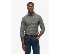Langarmhemd SUPERDRY "PREMIUM CHECK OXFORD SHIRT", Herren, Gr. L, N-Gr, navy marl micro grid, Web, Obermaterial: 100% Baumwolle, meliert, regular fit, Hemden (36612048-L) navy marl micro grid