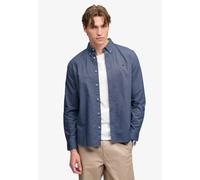 Langarmhemd SUPERDRY "PREPPY OXFORD L/S SHIRT", Herren, Gr. L, N-Gr, blau (indigo blau chambray), Web, Obermaterial: 100% Baumwolle, gestreift, regular fit normal, Hemden, Baumwolle, regular fit (6979
