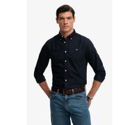 Langarmhemd SUPERDRY "PREPPY OXFORD L/S SHIRT", Herren, Gr. L, N-Gr, schwarz (eclipse navy), Web, Obermaterial: 100% Baumwolle, gestreift, regular fit normal, Hemden, Baumwolle, regular fit (36195438-