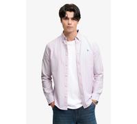 Langarmhemd SUPERDRY "PREPPY OXFORD L/S SHIRT", Herren, Gr. XL, N-Gr, rosa (pink grün blazer stripe), Web, Obermaterial: 100% Baumwolle, gestreift, regular fit normal, Hemden, Baumwolle, regular fit (