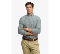 Langarmhemd SUPERDRY "PREPPY POPLIN L/S SHIRT", Herren, Gr. XXL, N-Gr, montauk grün check, Web, Obermaterial: 100% Baumwolle, kariert, regular fit normal, Hemden (43114569-XXL) montauk grün check