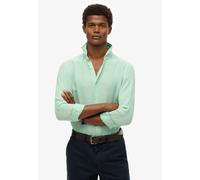 Langarmhemd SUPERDRY "VACATION L/S LINEN SHIRT", Damen, Gr. XXL, N-Gr, grün (sea foam grün), Web, Obermaterial: 100% Seide, unifarben, regular fit, Hemden Langarmhemd (84222057-XXL)