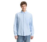 Langarmhemd TOM TAILOR DENIM, Herren, Gr. L, N-Gr, light blau small stripe, Single Jersey, Obermaterial: 100% Baumwolle, gestreift, normal hüftbedeckend, Rundhals, 2-Knopf-Manschette, Hemden, gestreif