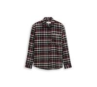 Langarmhemd TOM TAILOR DENIM, Herren, Gr. L, N-Gr, schwarz rot weiß check, Single Jersey, Obermaterial: 60% Baumwolle, 40% Polyester, kariert, normal hüftbedeckend, Rundhals, Hemden, kariert (85193651