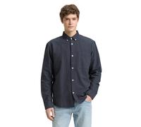 Langarmhemd TOM TAILOR DENIM, Herren, Gr. XL, N-Gr, navy blau stripe, Single Jersey, Obermaterial: 100% Baumwolle, gestreift, normal hüftbedeckend, Rundhals, 2-Knopf-Manschette, Hemden, gestreift, mit