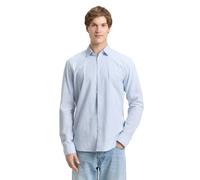 Langarmhemd TOM TAILOR DENIM, Herren, Gr. XXL, N-Gr, blau (light blau weiß chambray), Single Jersey, Obermaterial: 100% Baumwolle, unifarben, regular fit normal, ohne Ausschnitt, 2-Knopf-Manschette kr