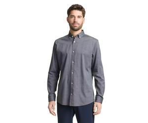 Langarmhemd TOM TAILOR, Herren, Gr. 3XL, N-Gr, navy structure, Web, Obermaterial: 50% Baumwolle, 50% Lyocell, unifarben, regular fit normal, ohne Ausschnitt, Manschette, Hemden, mit Manschetten (49454