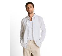 Langarmhemd TOM TAILOR, Herren, Gr. 3XL, N-Gr, weiß, Web, Obermaterial: 55% Leinen, 45% Baumwolle, unifarben, normal hüftbedeckend, Rundhals, Hemden, mit Leinen (55954320-XXXL) weiß